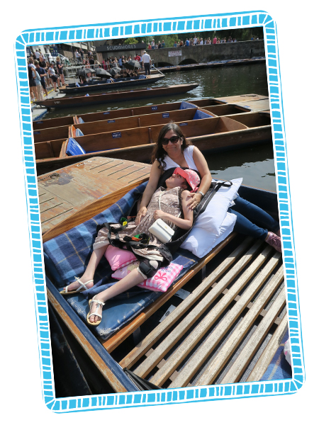Purabi and Rhea enjoying punting in Cambridge.
